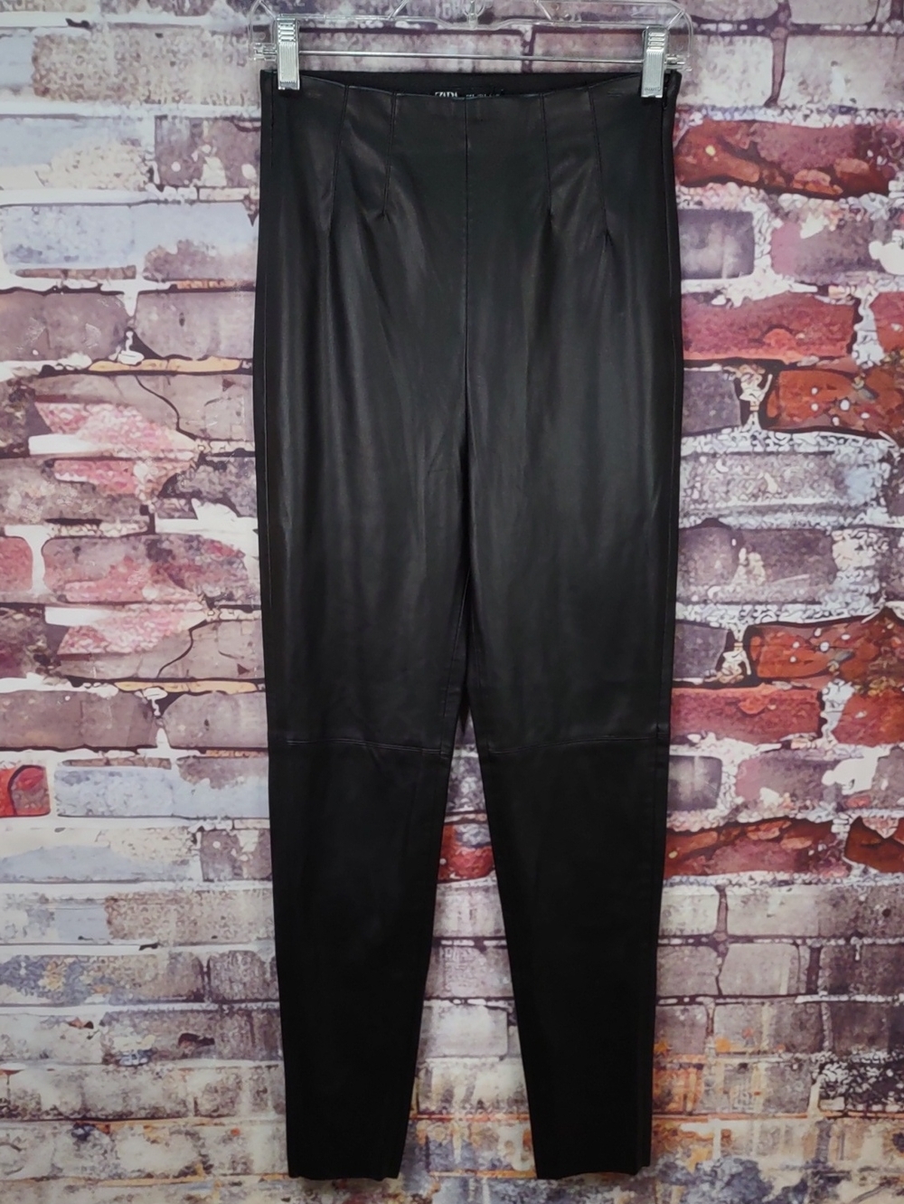 Zara Faux Leather High-Waist Tapered Pants - Picture 1 of 6